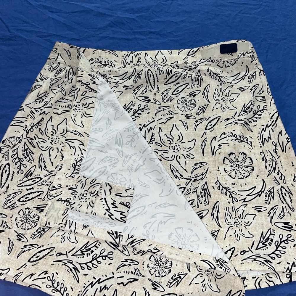 RIP SKIRT Hawaii Floral Rustica True Wrap Casual Skirt Size XL Black White - Picture 10 of 14
